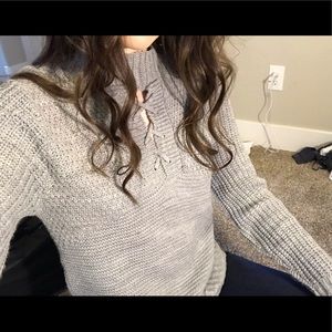 Lace-up Grey Sweater